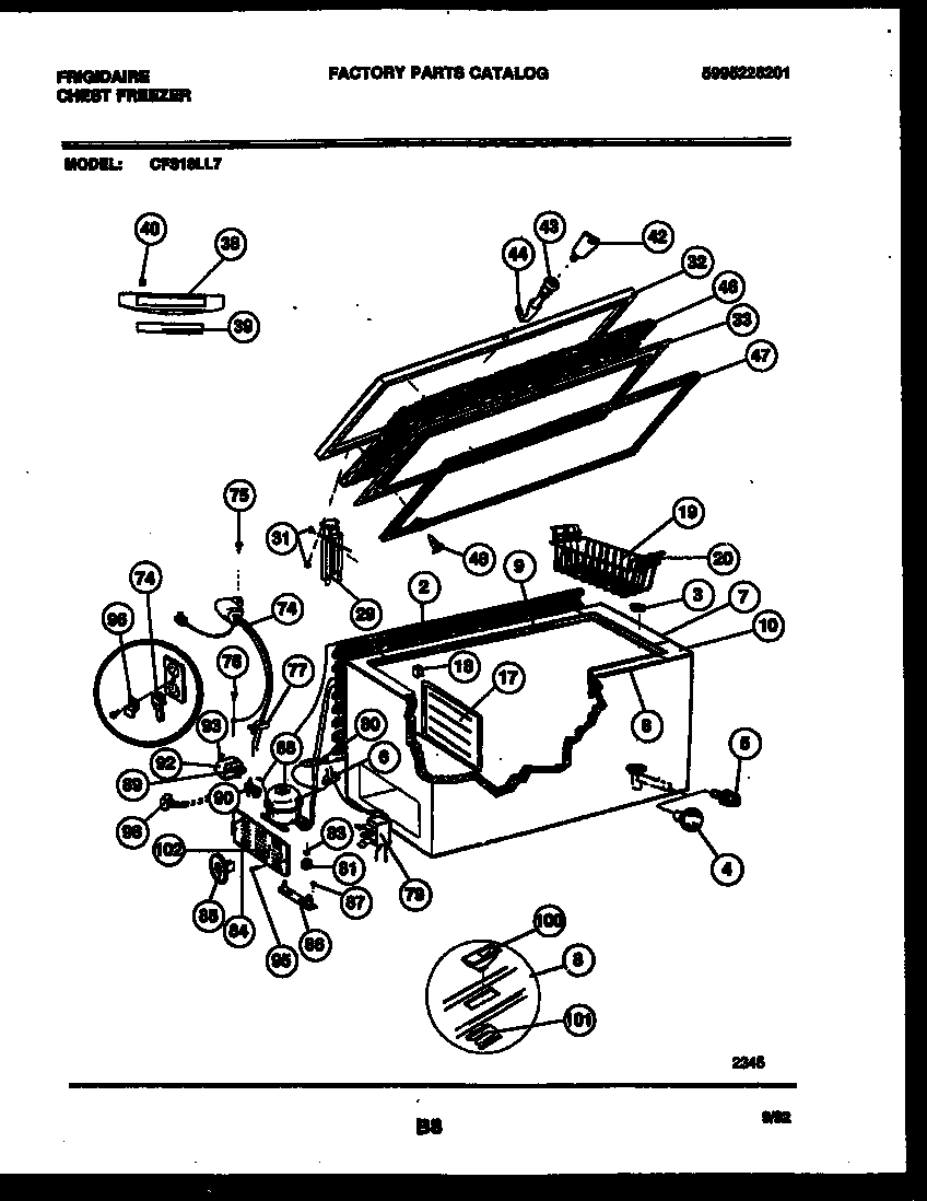 Frigidaire CFS18LL7 chest freezer parts diagram
