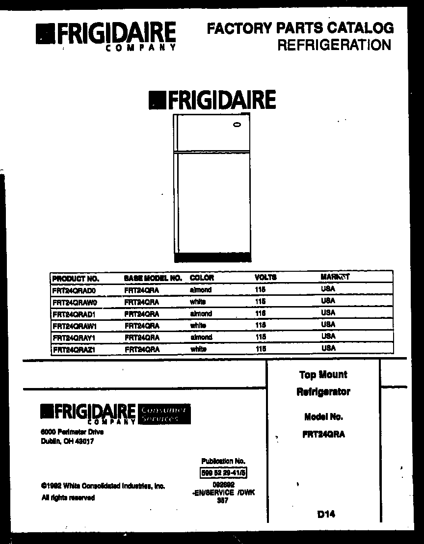 Frigidaire FRT24QRAZ1 cover diagram