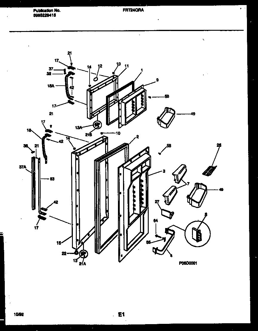 Frigidaire FRT24QRAZ1 door parts diagram