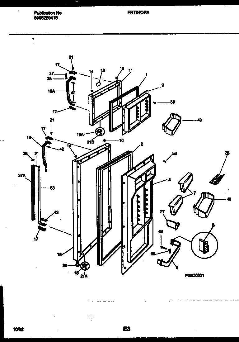 Frigidaire FRT24QRAZ1 door parts diagram