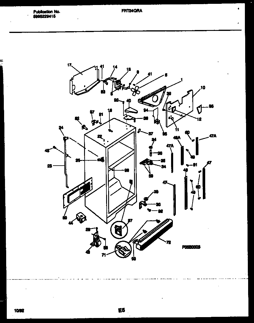 Frigidaire FRT24QRAZ1 cabinet parts diagram