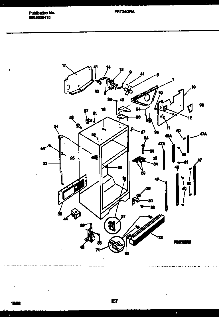 Frigidaire FRT24QRAZ1 cabinet parts diagram