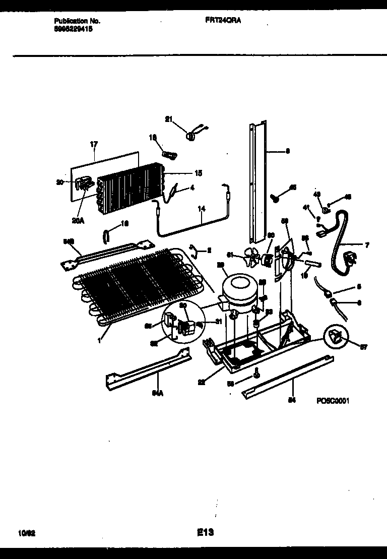 Frigidaire FRT24QRAZ1 system and automatic defrost parts diagram