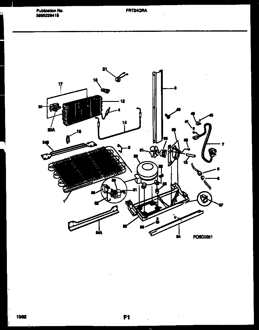 Frigidaire FRT24QRAZ1 system and automatic defrost parts diagram