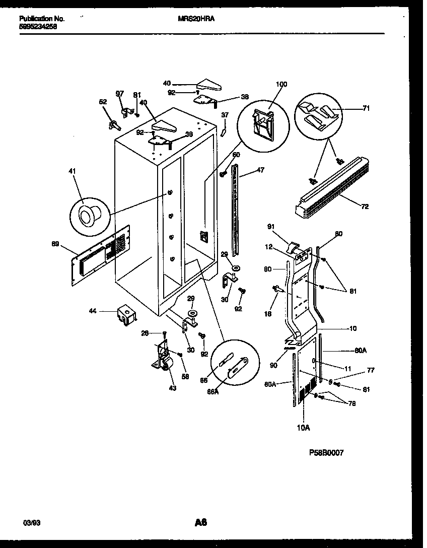 Universal/Multiflex (Frigidaire) MRS20HRAW0 cabinet parts diagram