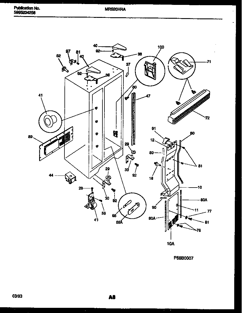 Universal/Multiflex (Frigidaire) MRS20HRAW0 cabinet parts diagram