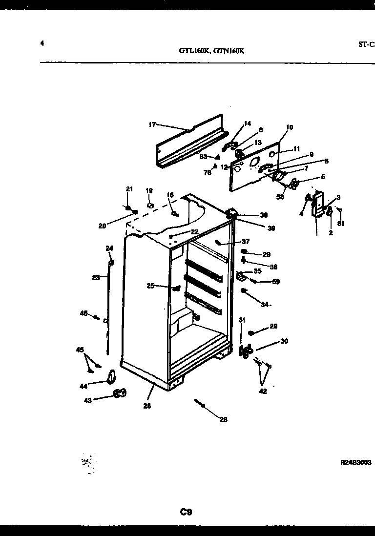 White-Westinghouse GTN160BK2 cabinet parts diagram