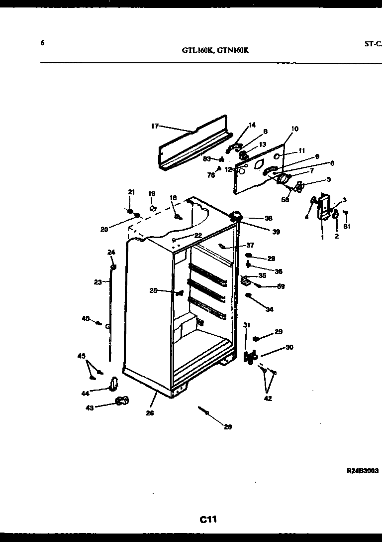 White-Westinghouse GTN160BK2 cabinet parts diagram