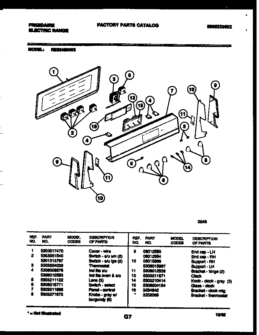 Frigidaire RES34BNL3 control panel diagram