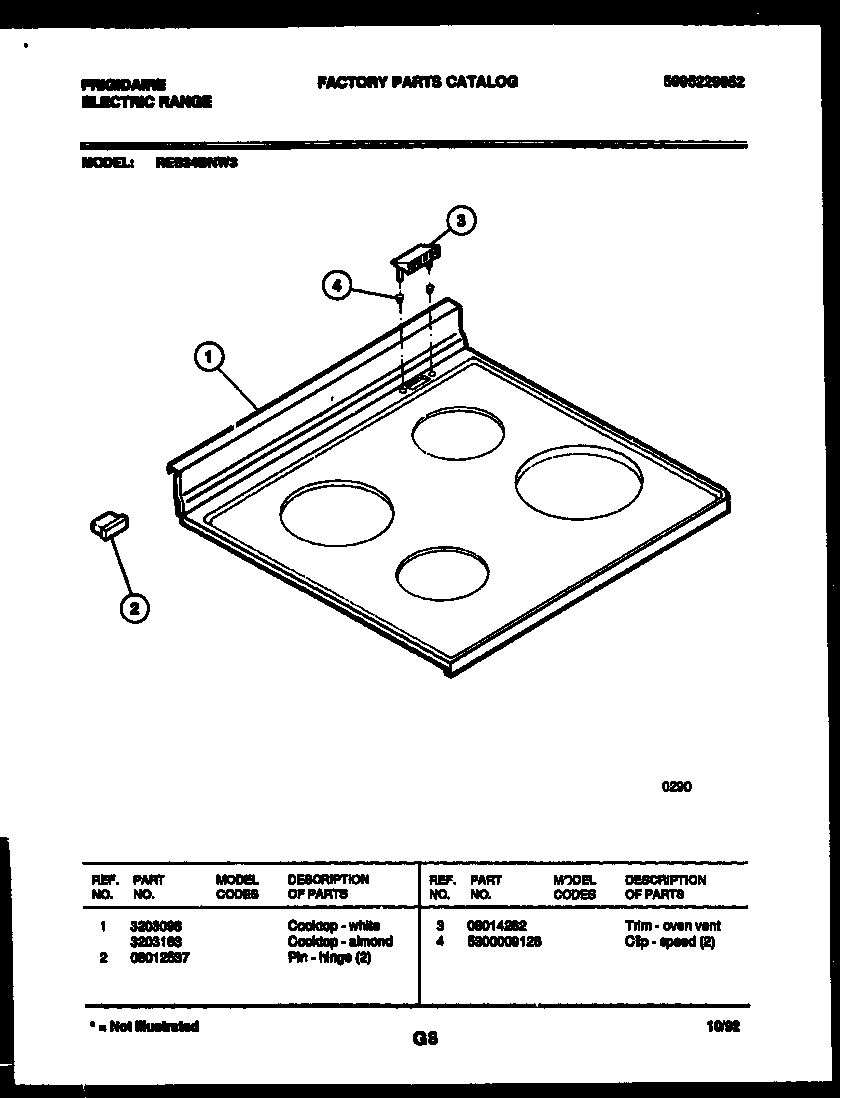 Frigidaire RES34BNL3 cooktop parts diagram