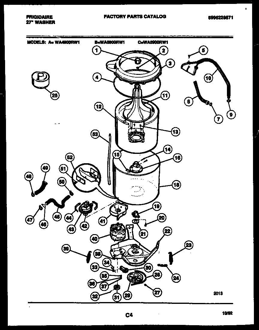 Frigidaire WA5800RW1 tub detail diagram