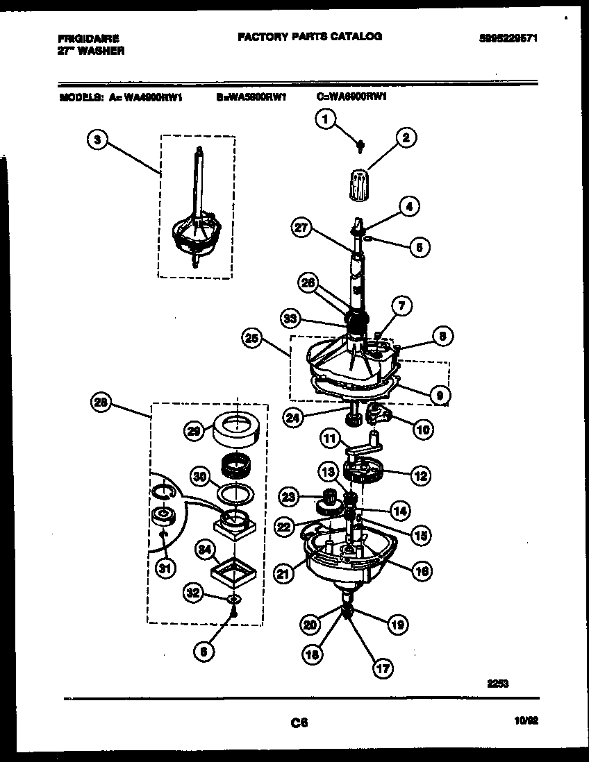 Frigidaire WA5800RW1 transmission parts diagram