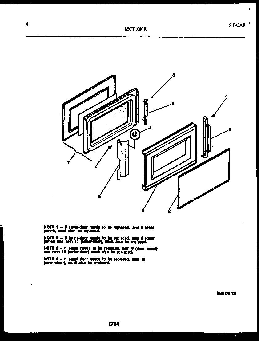 Frigidaire MCT1080R1 door parts diagram