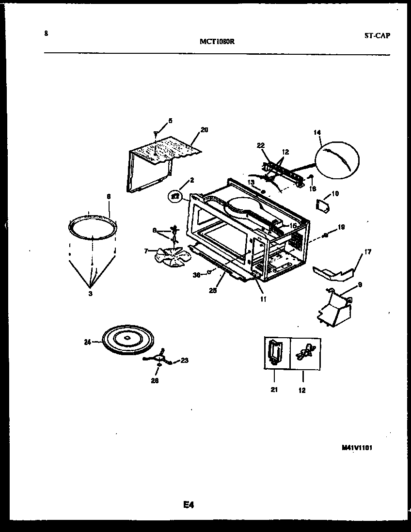 Frigidaire MCT1080R1 wrapper and body parts diagram