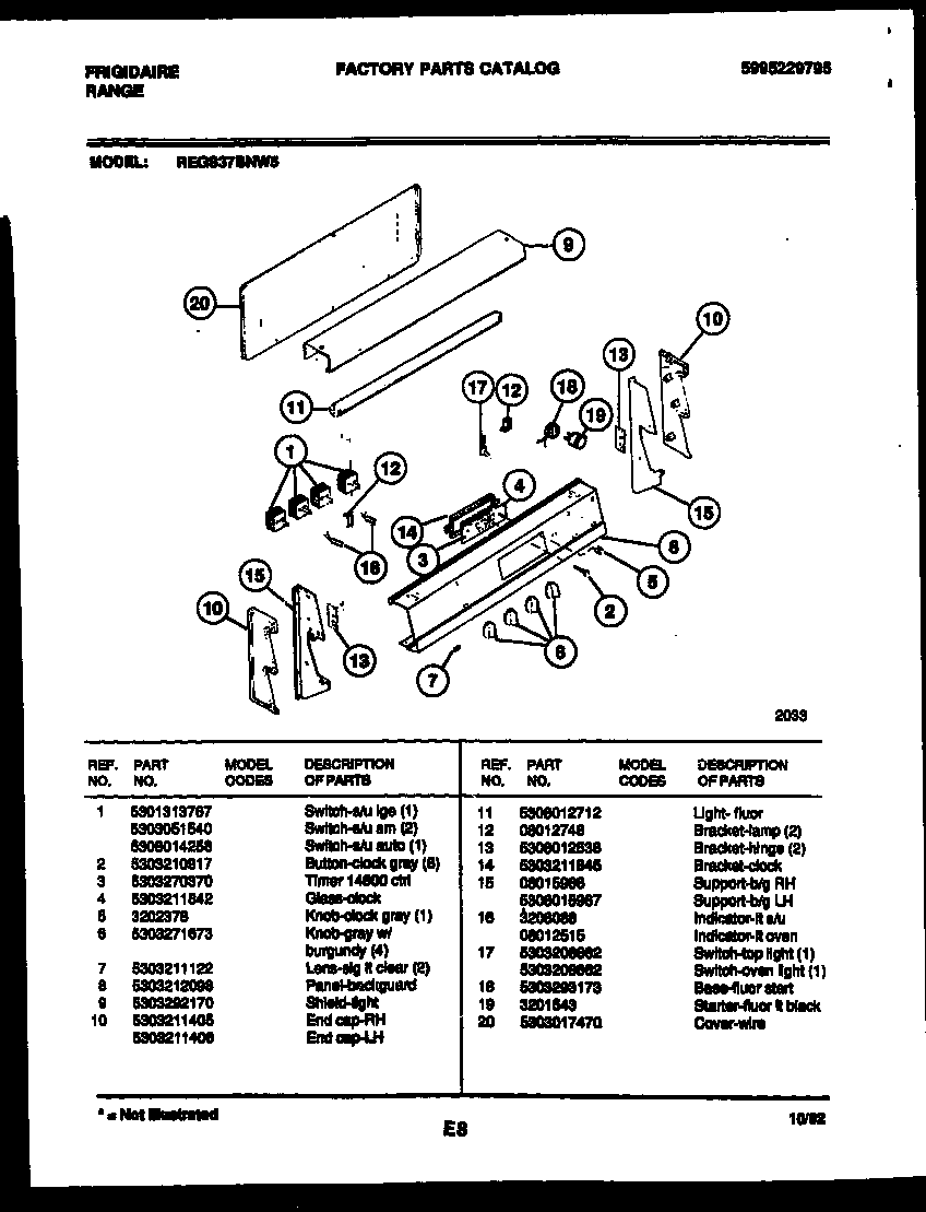 Frigidaire REGS37BNL5 backguard diagram