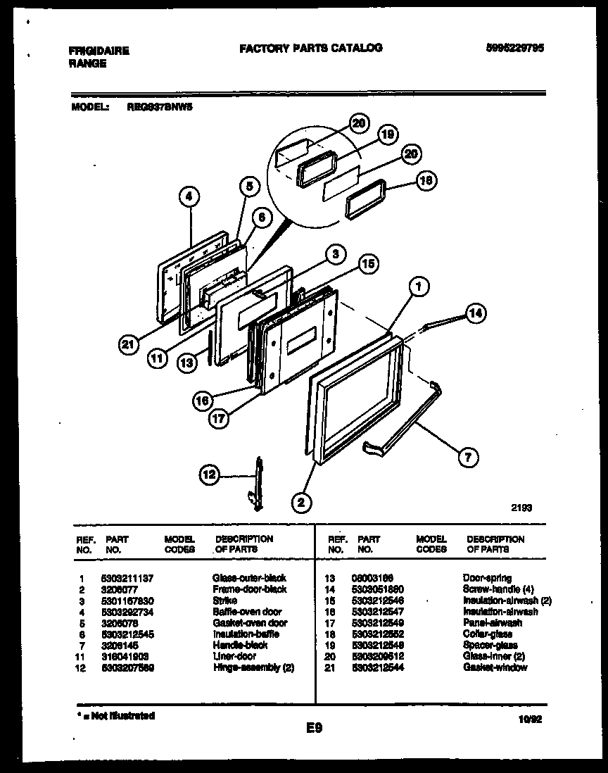 Frigidaire REGS37BNL5 door parts diagram