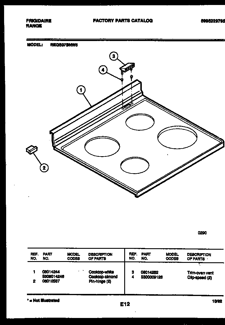 Frigidaire REGS37BNL5 cooktop parts diagram