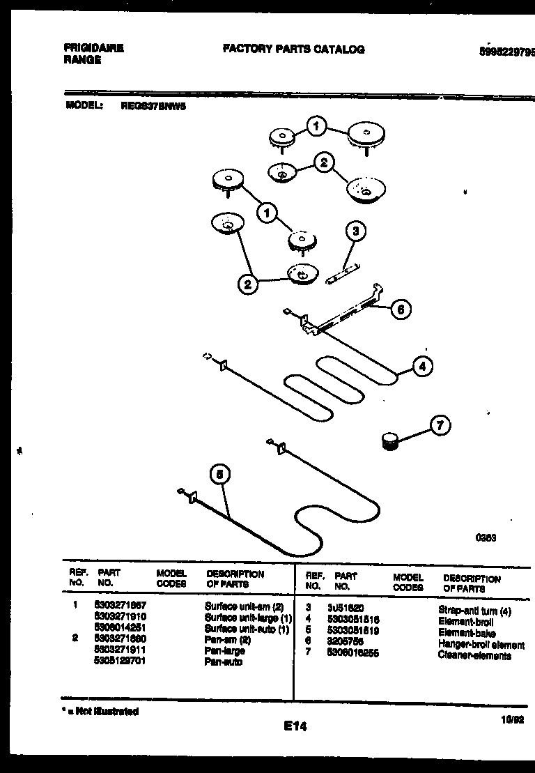 Frigidaire REGS37BNL5 broiler parts diagram