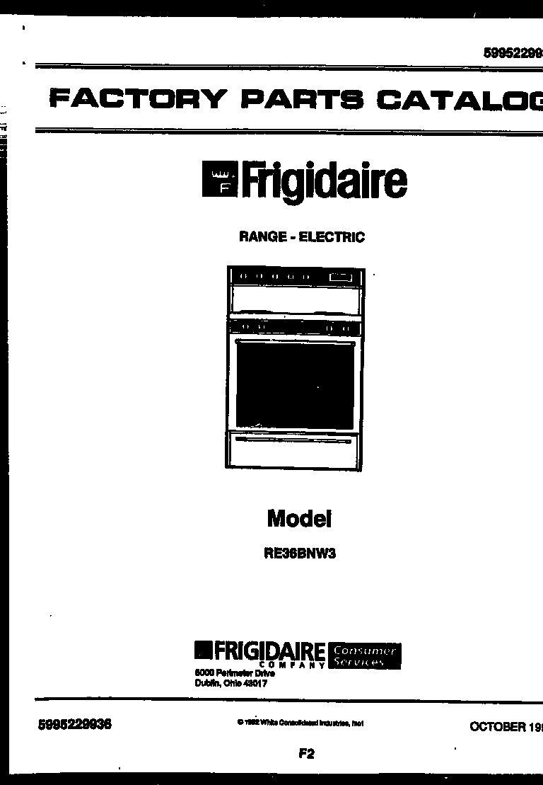 Frigidaire RE36BNL3 cover diagram