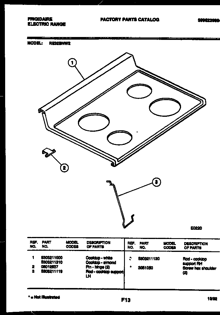 Frigidaire RE32BNL2 cooktop parts diagram
