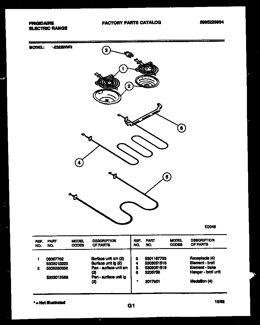 Frigidaire RE32BNL2 broiler parts diagram