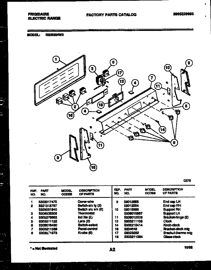 Frigidaire RS33BNW3 control panel diagram