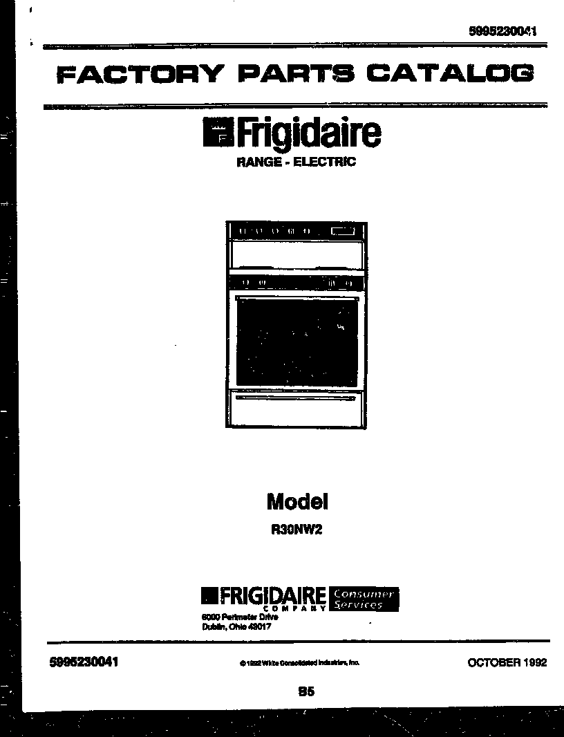 Frigidaire R30NW2 cover diagram