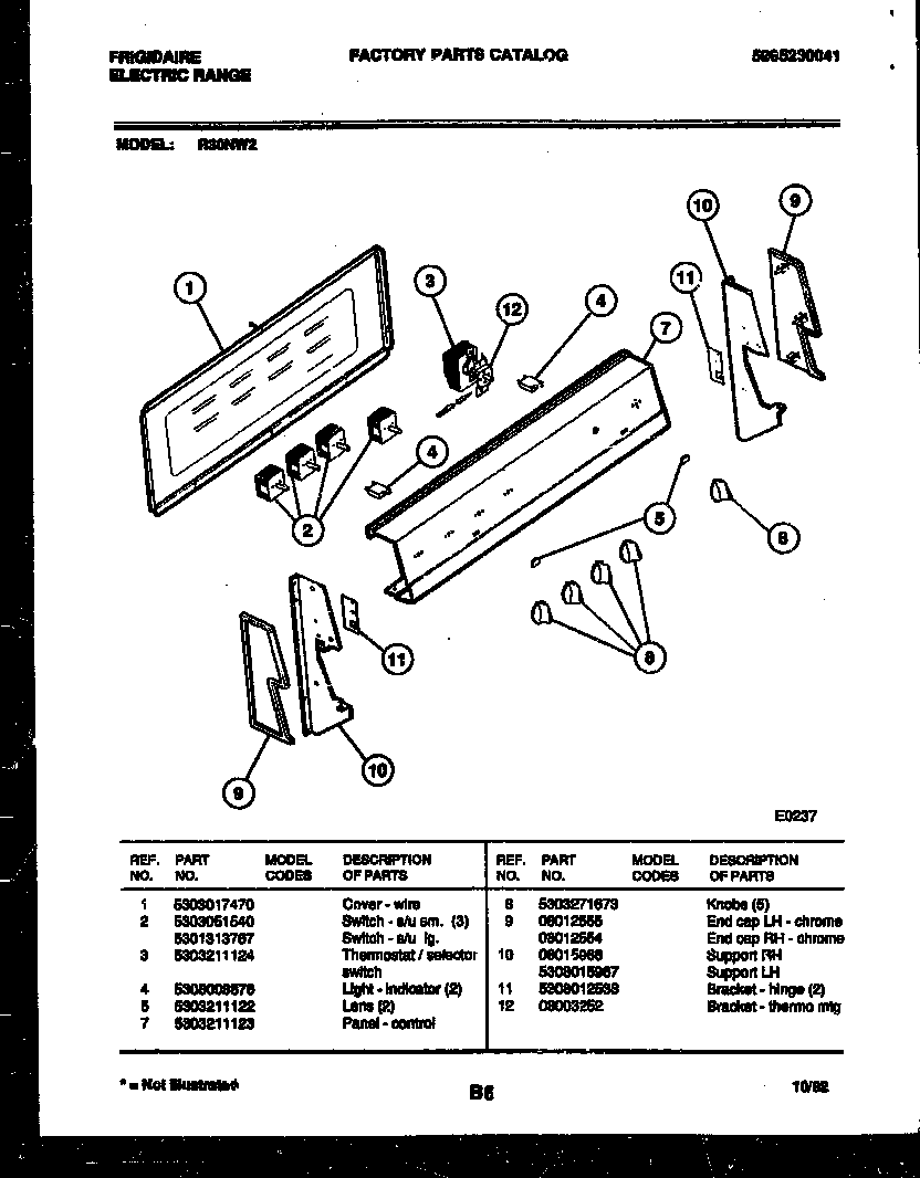 Frigidaire R30NW2 control panel diagram