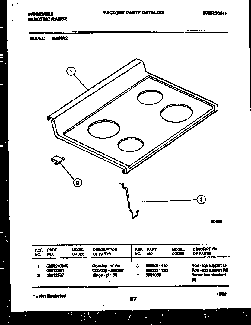 Frigidaire R30NW2 cooktop parts diagram