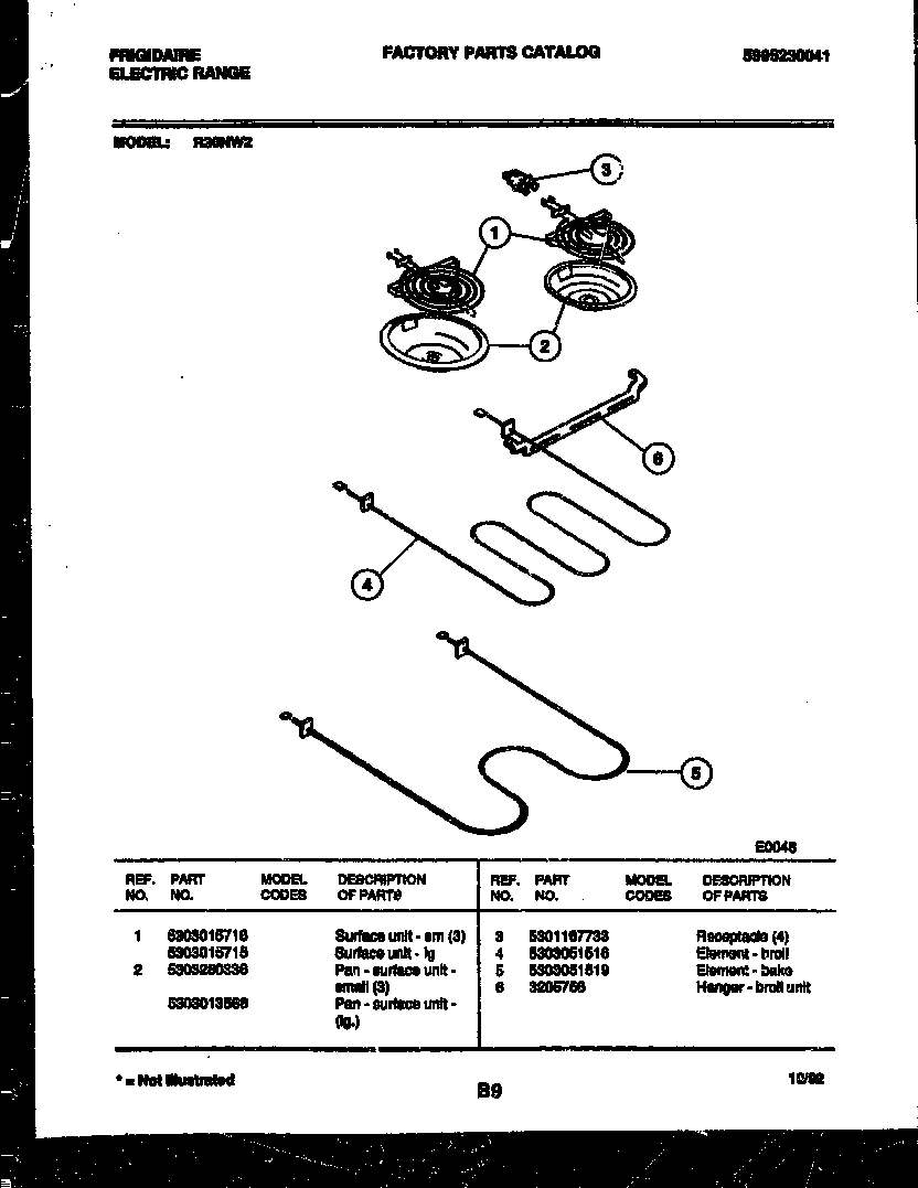 Frigidaire R30NW2 broiler parts diagram