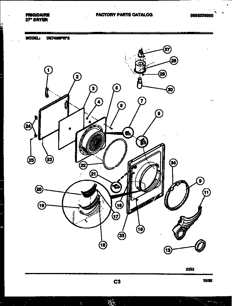 Frigidaire DE7400PW2 door parts diagram