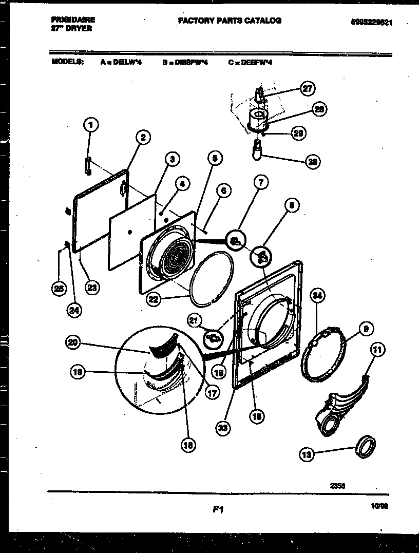 Frigidaire DEISFW4 door parts diagram
