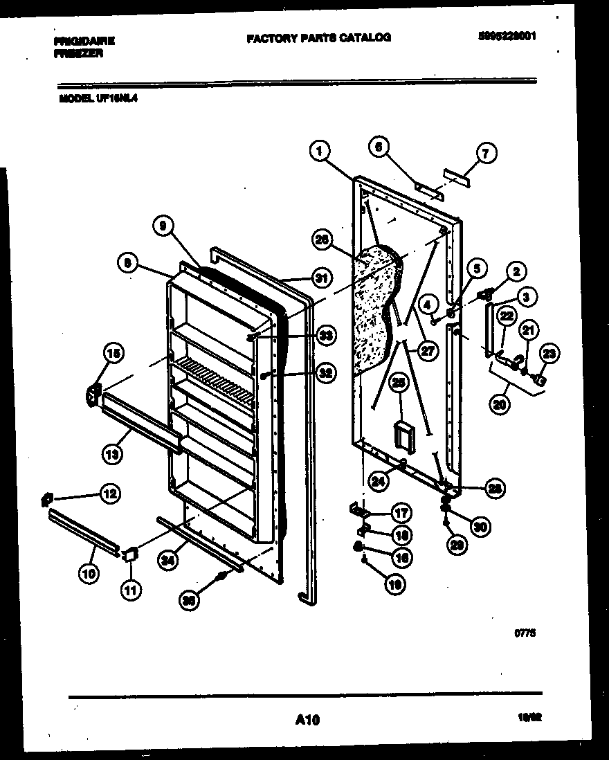 Frigidaire UF16NL4 door parts diagram