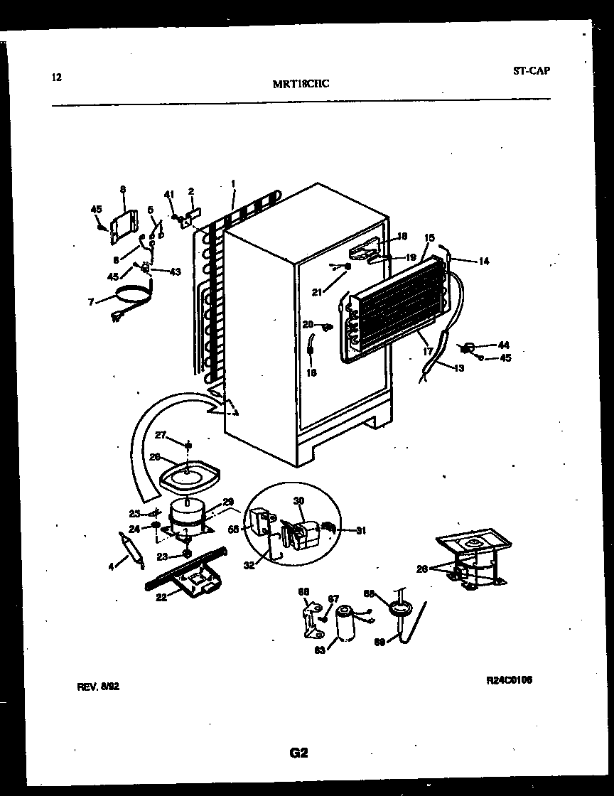 Universal/Multiflex (Frigidaire) MRT18CHCW0 system and automatic defrost parts diagram