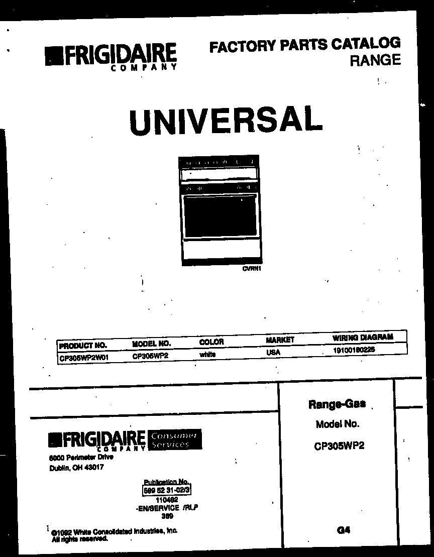 White-Westinghouse CP305WP2W1 cover diagram
