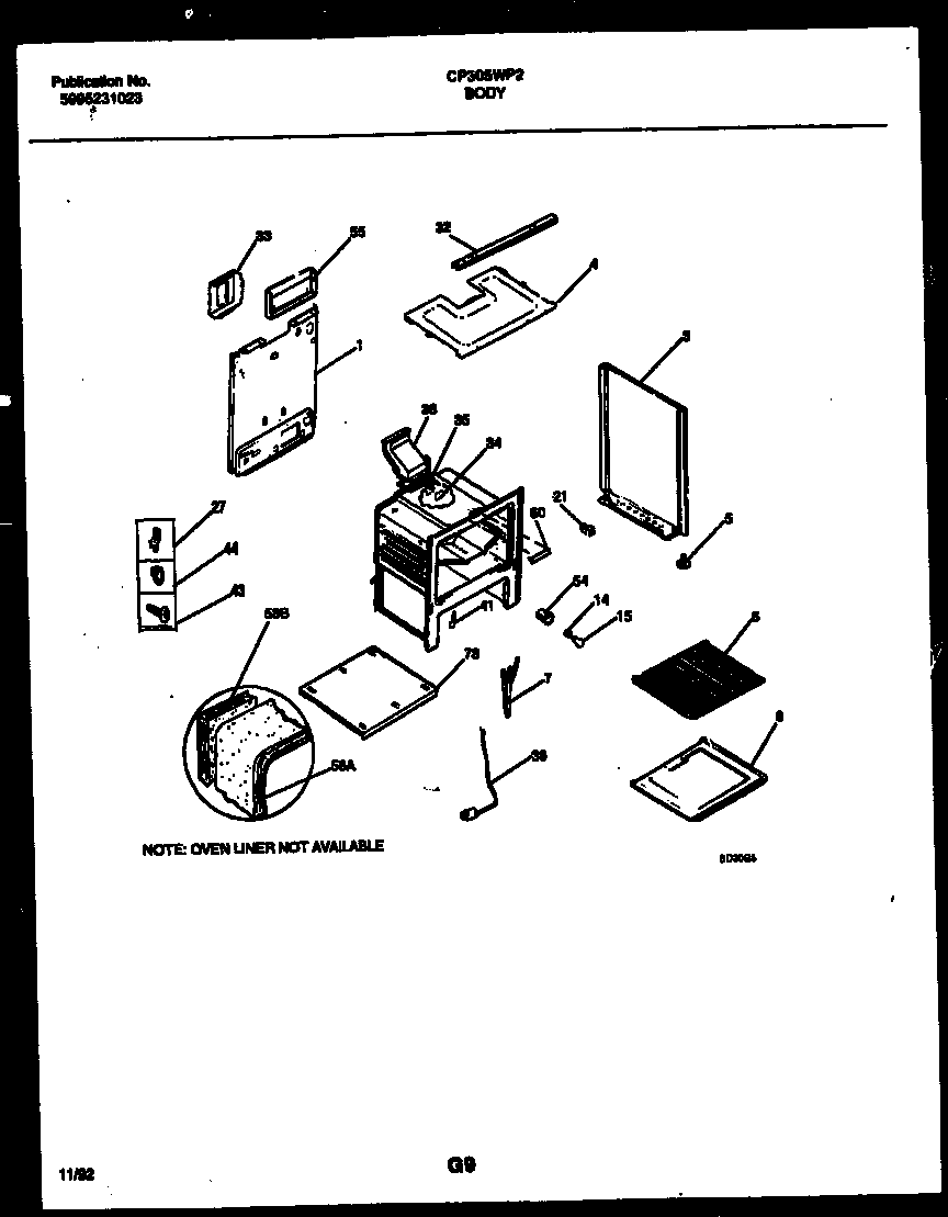 White-Westinghouse CP305WP2W1 body parts diagram