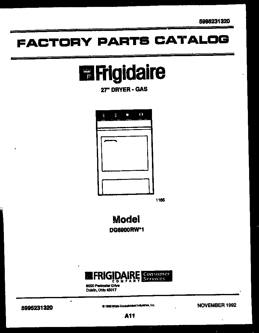 Frigidaire DG6900RW1 null diagram