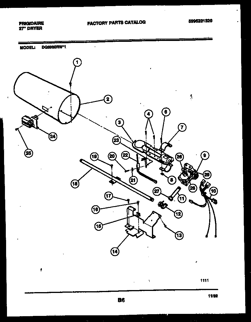 Frigidaire DG6900RW1 burner, igniter and valve diagram