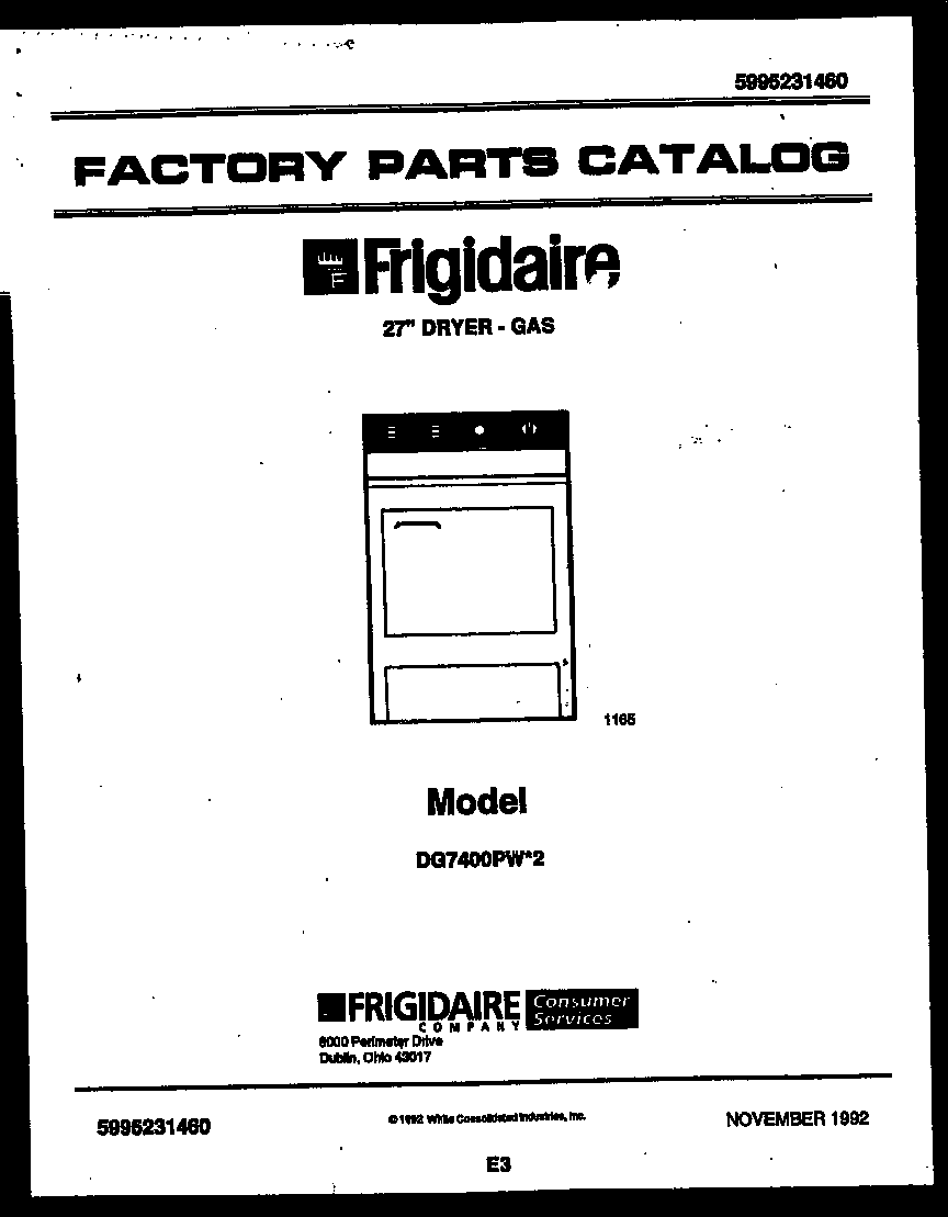 Frigidaire DG7400PW2 null diagram