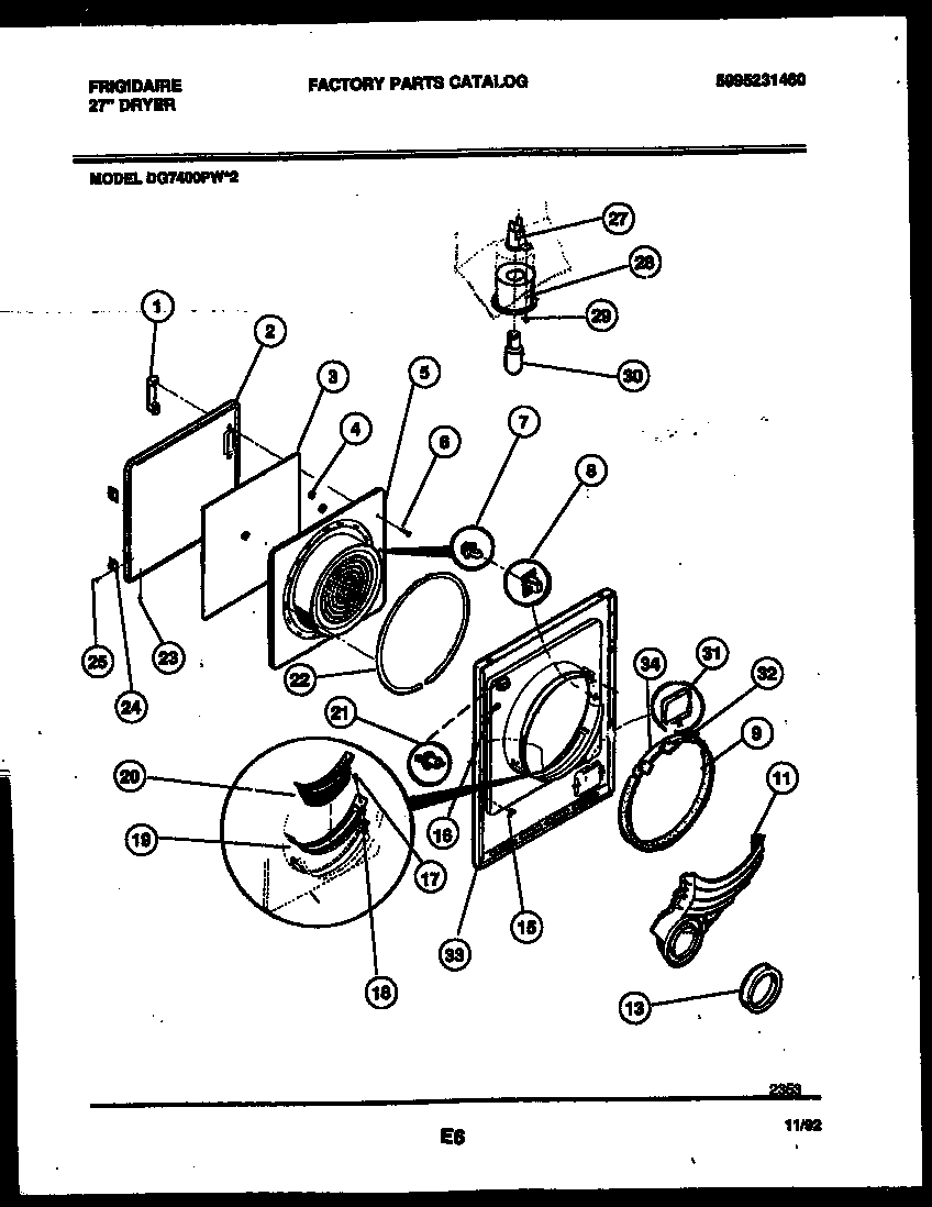 Frigidaire DG7400PW2 door parts diagram