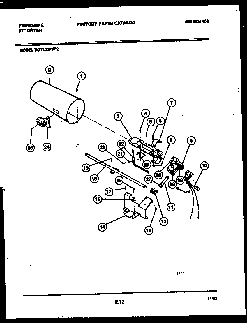 Frigidaire DG7400PW2 burner, igniter and valve diagram