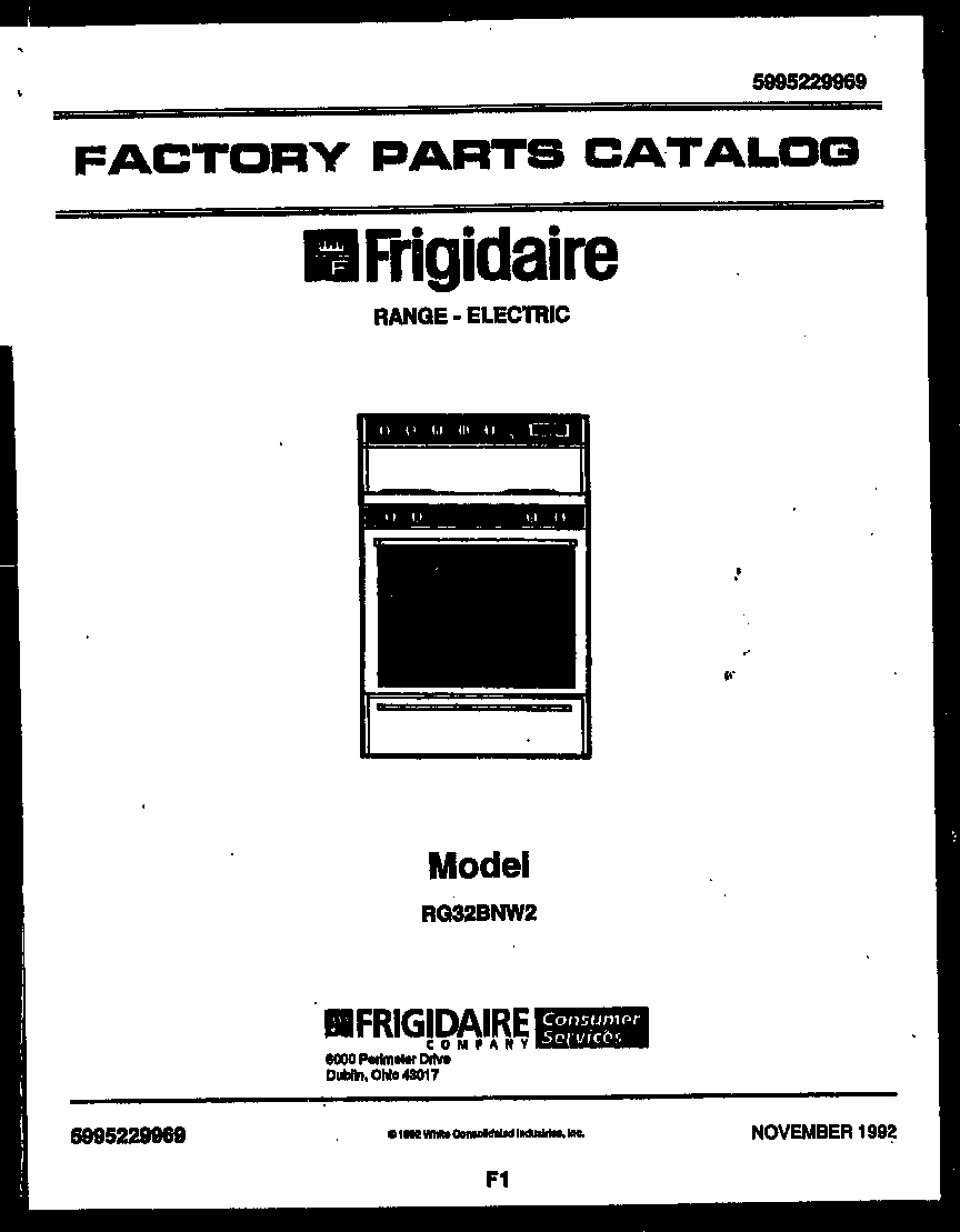 Frigidaire RG32BNL2 cover diagram