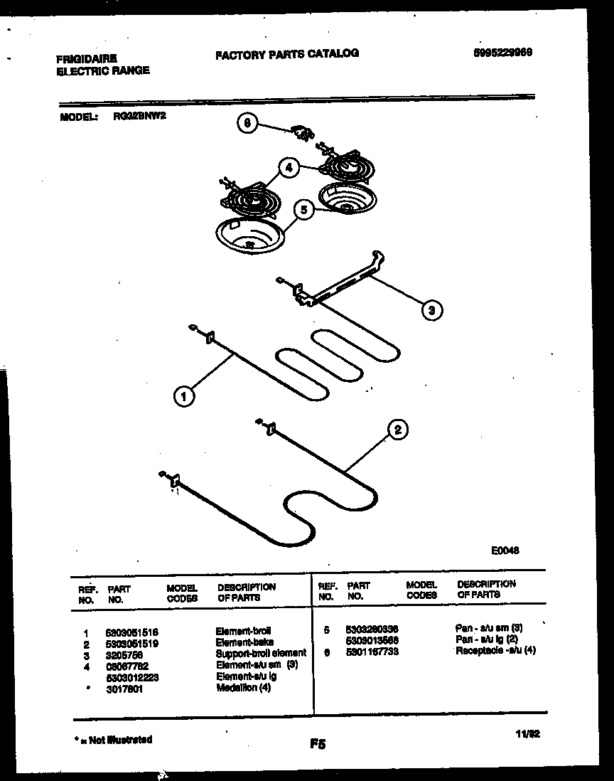 Frigidaire RG32BNL2 broiler parts diagram