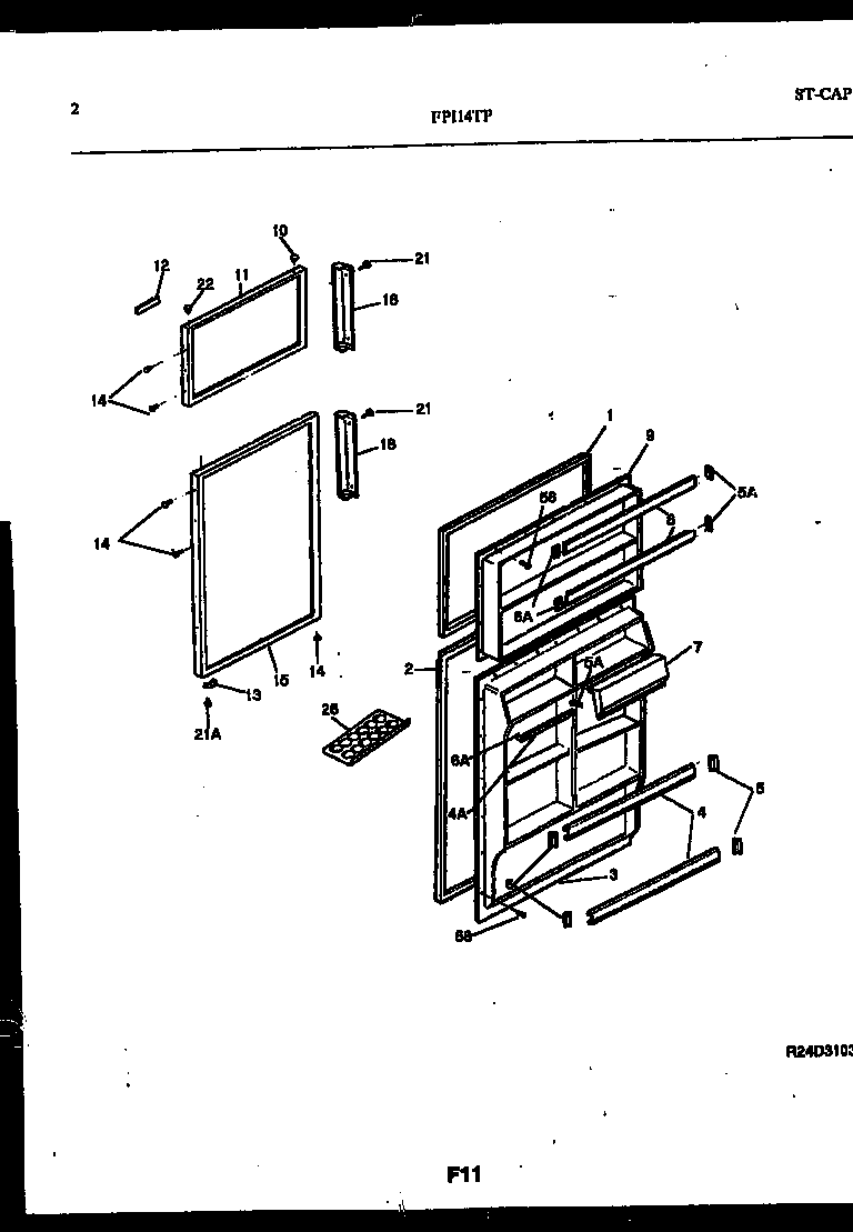 Frigidaire FPI14TPL1 door parts diagram