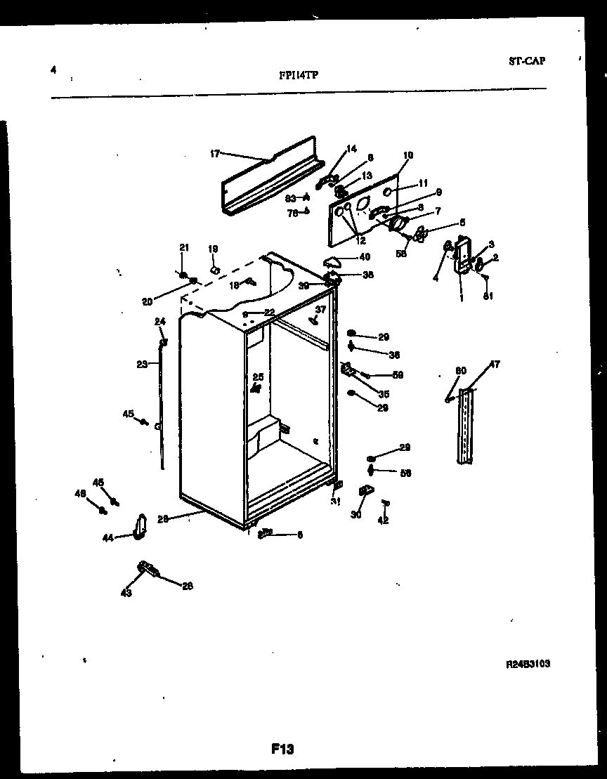 Frigidaire FPI14TPL1 cabinet parts diagram