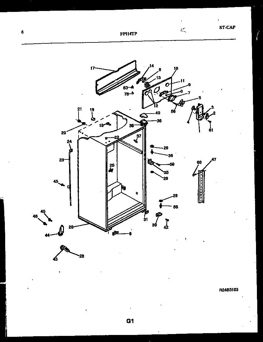 Frigidaire FPI14TPL1 cabinet parts diagram