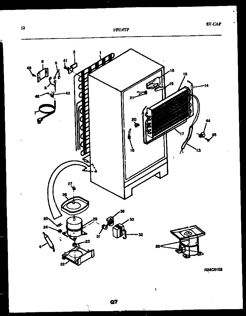 Frigidaire FPI14TPL1 system and automatic defrost parts diagram