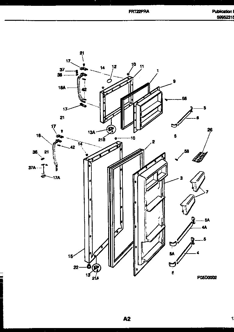 Frigidaire FRT22PRAD0 door parts diagram
