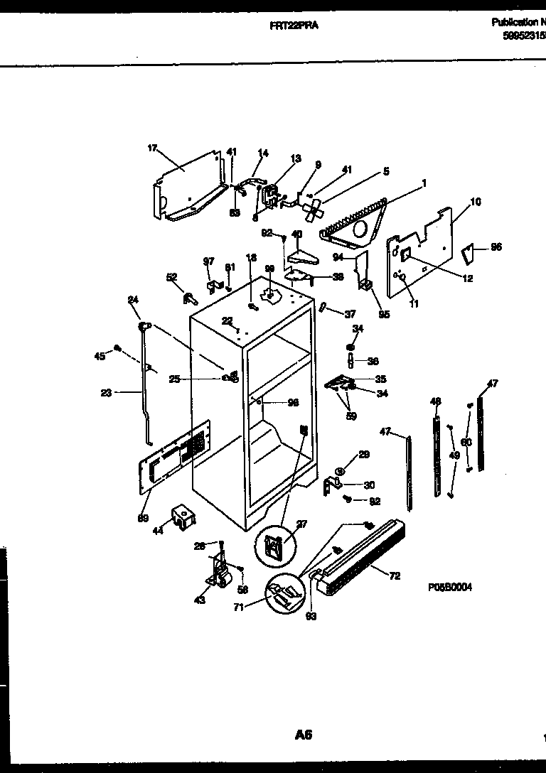 Frigidaire FRT22PRAD0 cabinet parts diagram