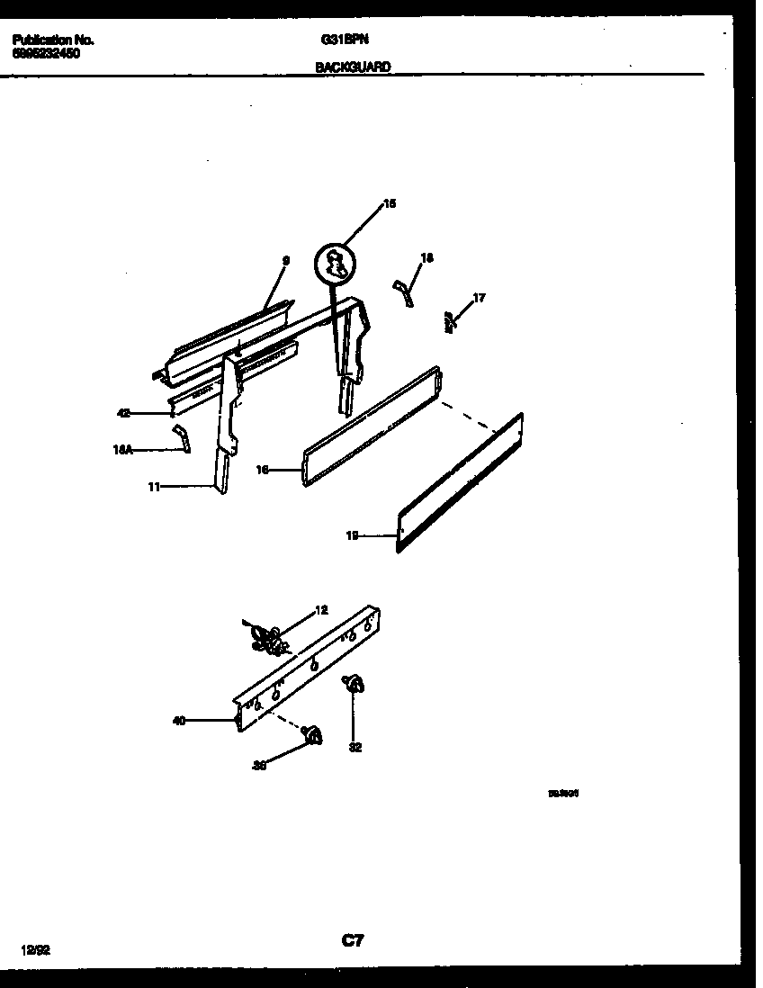 Frigidaire G31BPNL5 backguard diagram